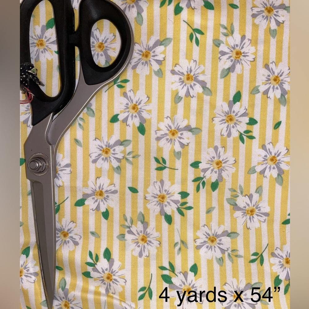 Yellow Floral Striped Fabric
